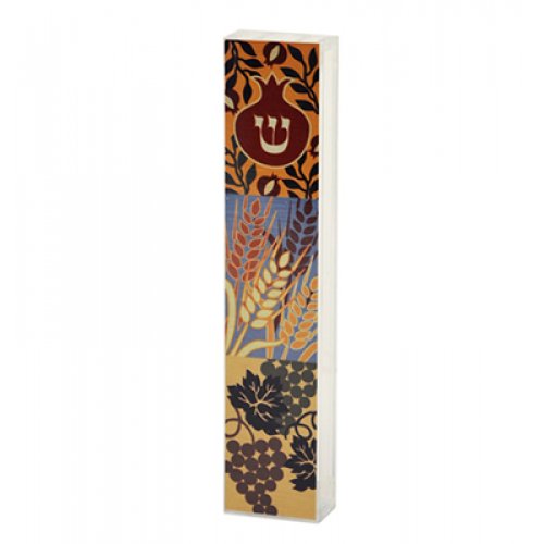 Dorit Judaica Lucite Mezuzah Case Colorful Aluminum Print - Seven Species