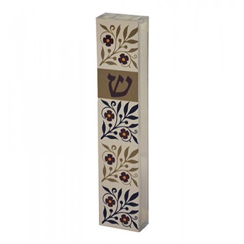 Dorit Judaica Lucite and Aluminum Mezuzah Case - Colorful Flowers