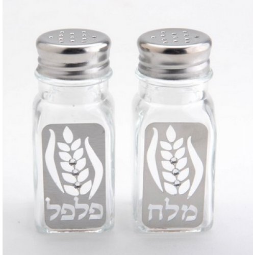 Dorit Judaica Salt and Pepper Shaker, Stalk of Wheat with Crystals - Clear