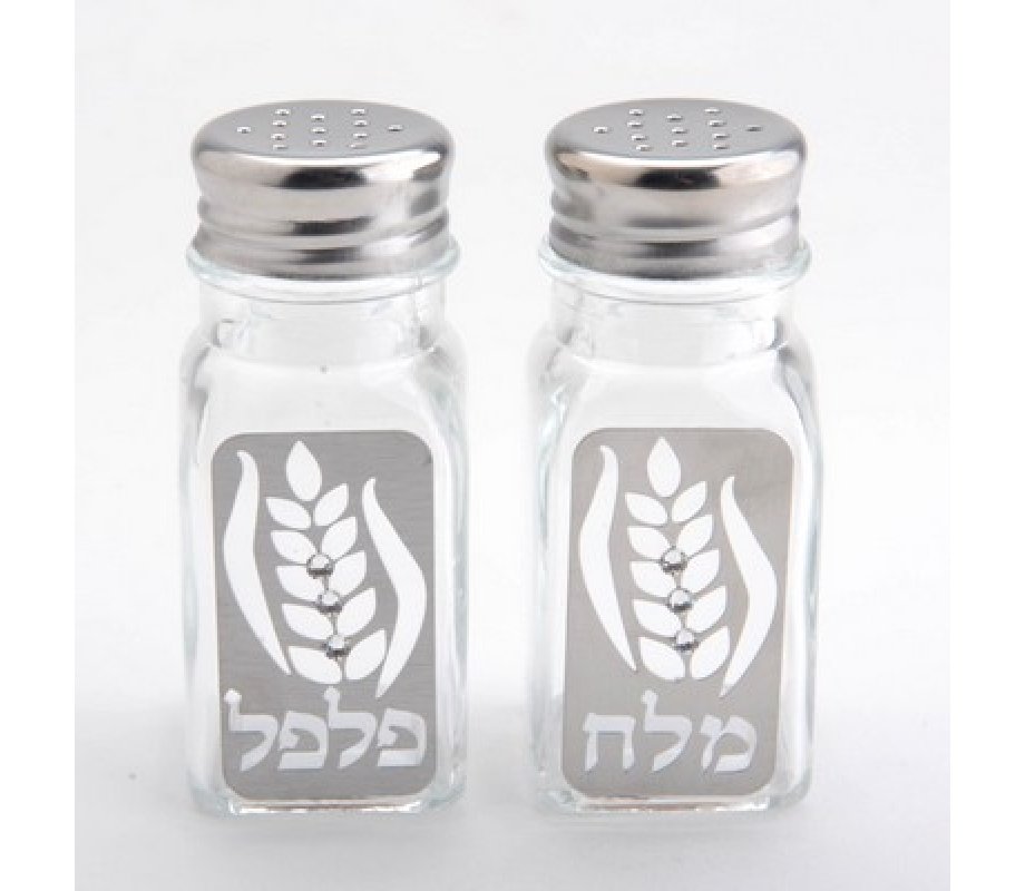Dorit Judaica Salt and Pepper Shaker, Stalk of Wheat with Crystals - Clear
