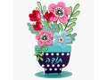 Dorit Judaica Sculpture, Vase of Colorful Flowers with Todah - in Hebrew