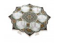 Dorit Judaica Seder Plate Mandala Design - Mustard & black Colors