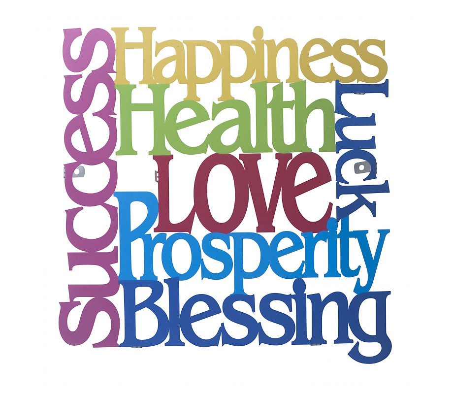 Dorit Judaica Square Colorful Wall Plaque with Blessing Words in English