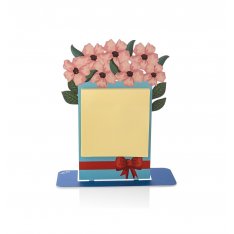 Dorit Judaica Table Stand for Post It Memo Pads - Pink Flower Design