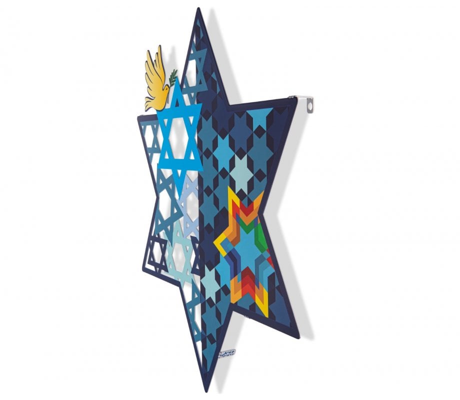 Dorit Judaica Wall Art, Star of David and Peace Dove and Multiple Stars of David