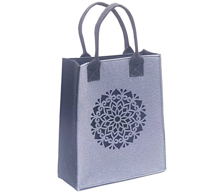 Dorit Judaica Woman's Tote Bag in a Gray Mandala Design