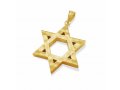 Double Sided 14K Gold Star of David Pendant - Hammered and Smooth Surfaces