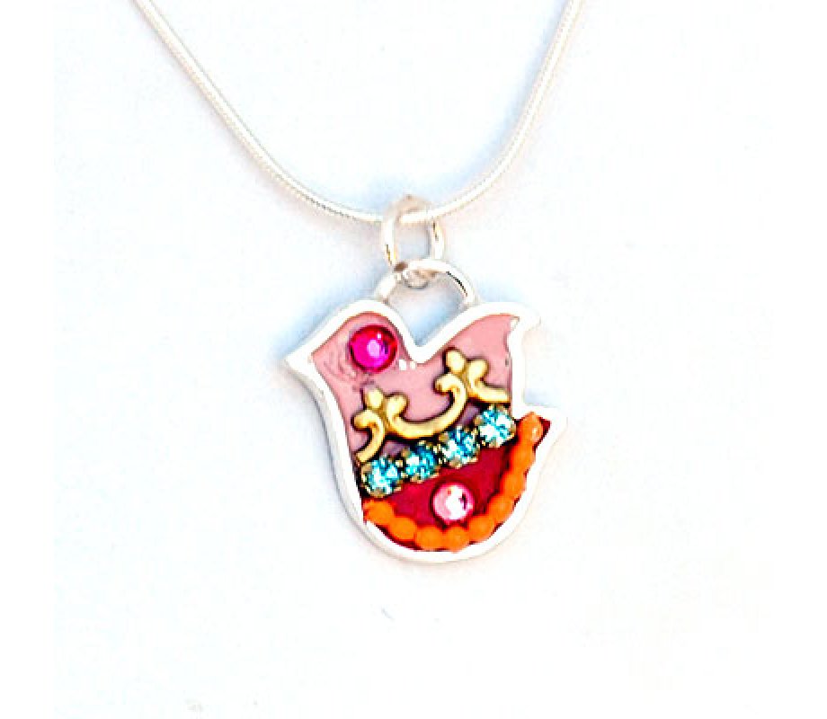 Dove Necklace in Pink and Orange by Ester Shahaf