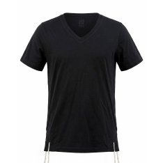 Dry-Fit Tzitzit T-Shirt V Neck with Kosher Tzitzis, Black - Moisture-Wicking Athletic Shirt