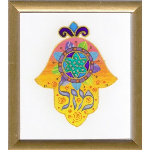 Dvora Black - Hamsa Hand Finished Print With Star & Mazel Luck Design