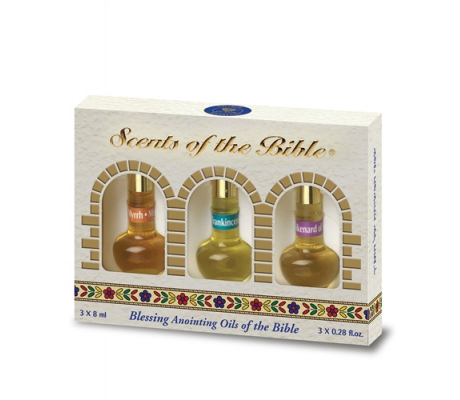 Ein Gedi Set of 3 Bottles of Anointing Oil, Myrrh, Spikenard and Frankincense 8 ml