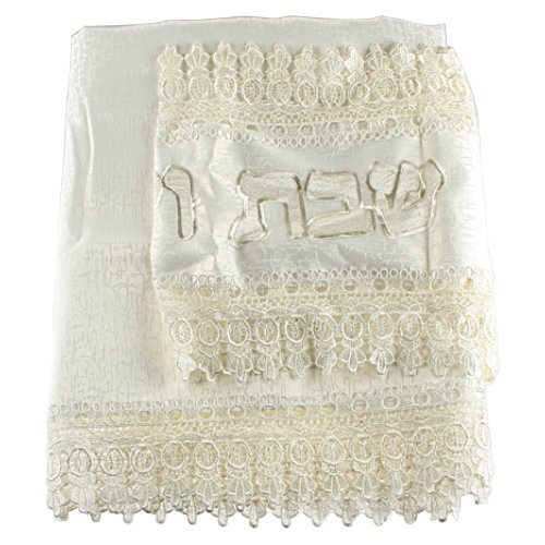 Elegant Shabbat & Holiday Cream Fringed Tablecloth with Matching Fringed Runner