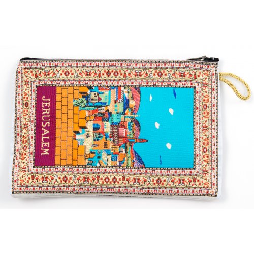 Embroidered Fabric Purse, Colorful Jerusalem Design - Choice of Sizes