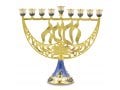 Enamel Menorah Star of David and Chanukah, Gold & Dark Blue - For Decoration