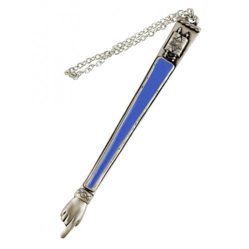 Enamel Plated Torah Pointer, Light Blue  Torah Scroll Design