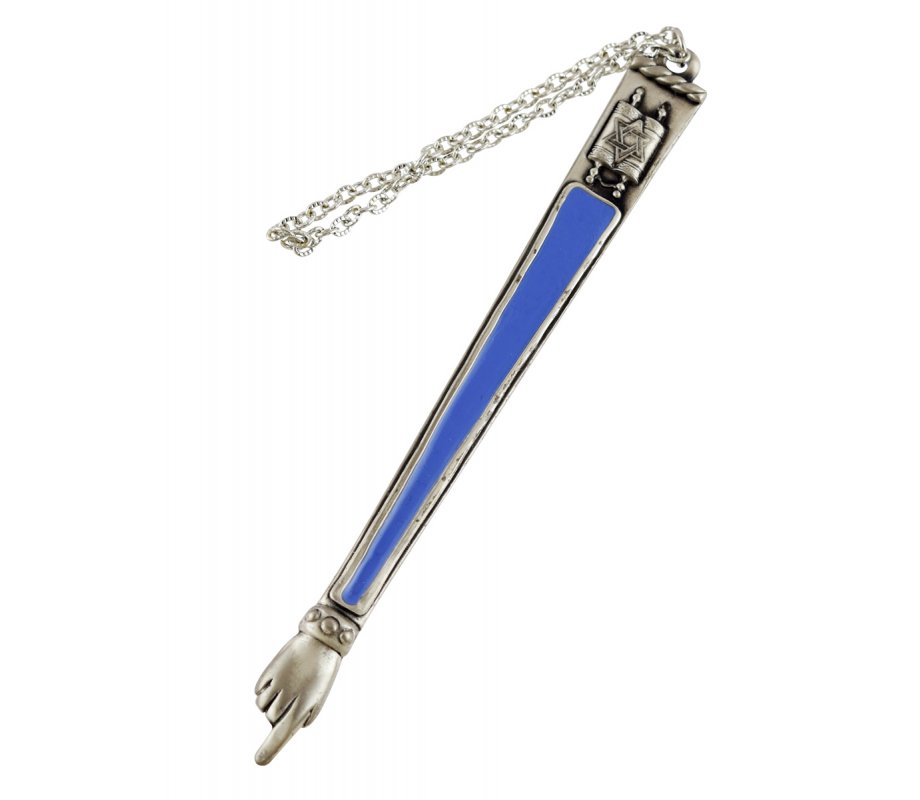 Enamel Plated Torah Pointer, Light Blue – Torah Scroll Design