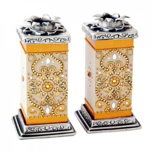 Ester Shahaf Gold Color Crystal Candlesticks