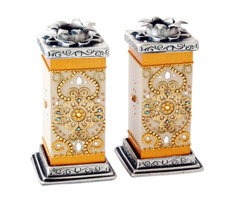 Ester Shahaf Gold Color Crystal Candlesticks