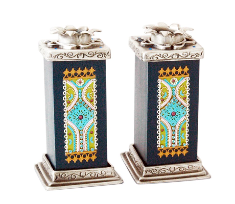 Ester Shahaf Turquoise-Black Candlesticks