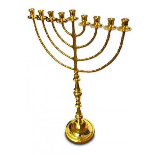 Extra Large Antique Gold Chanukah Menorah, Traditional Design - 36 Inches