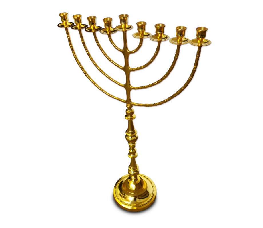 Extra Large Antique Gold Chanukah Menorah, Traditional Design - 36 Inches