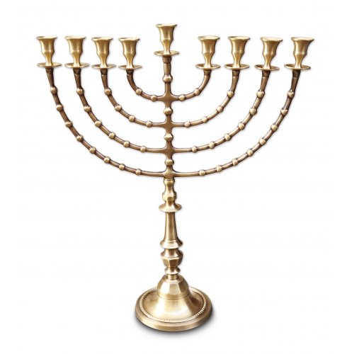 Extra Large Antique Gold Color Traditional Chanukah Menorah - 22 Inches