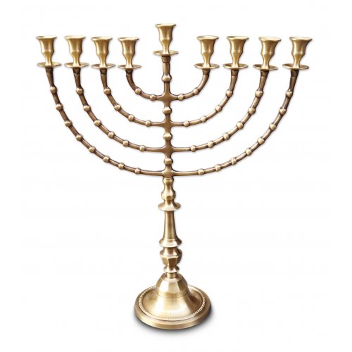 Extra Large Antique Gold Color Traditional Chanukah Menorah - 22 Inches