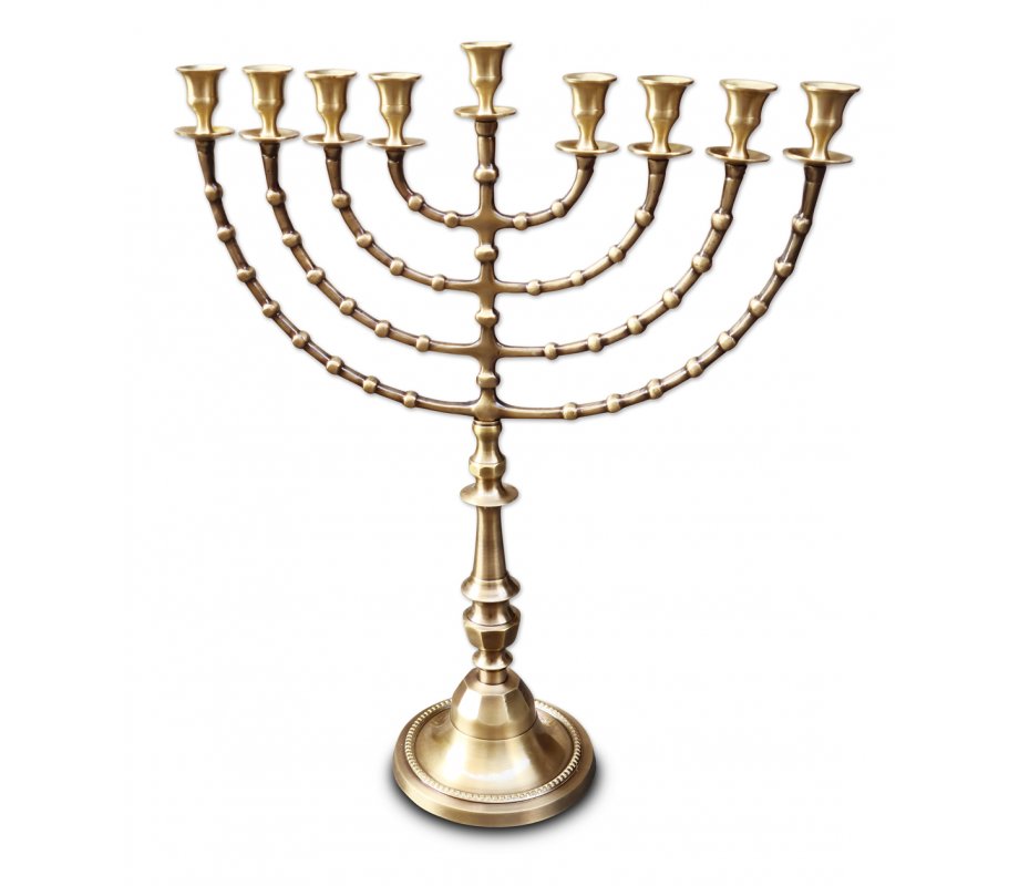 Extra Large Antique Gold Color Traditional Chanukah Menorah - 22 Inches