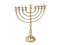 Extra Large Gold Color Chanukah Menorah with Decorative Aladdin Lamp - 22 Inches