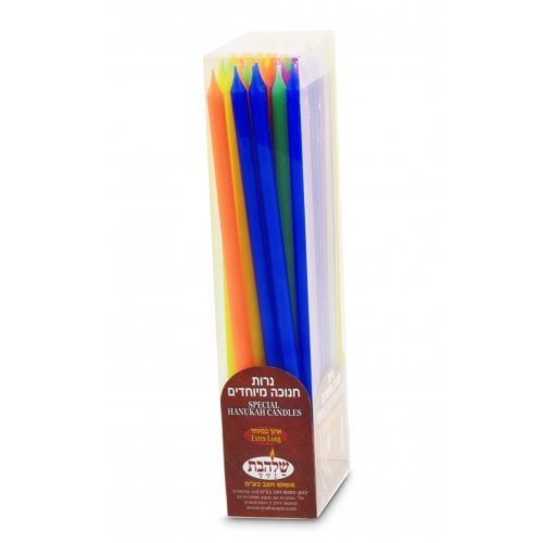 Extra Long Slender Hanukkah Candles in Assorted Colors
