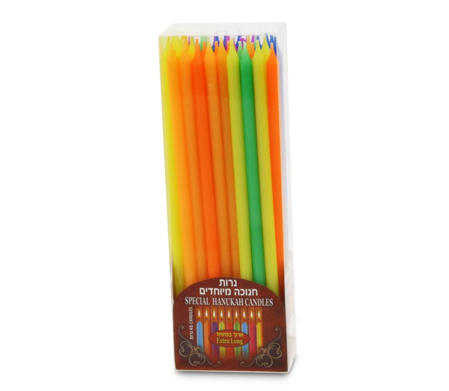 Extra Long Slender Hanukkah Candles in Assorted Colors