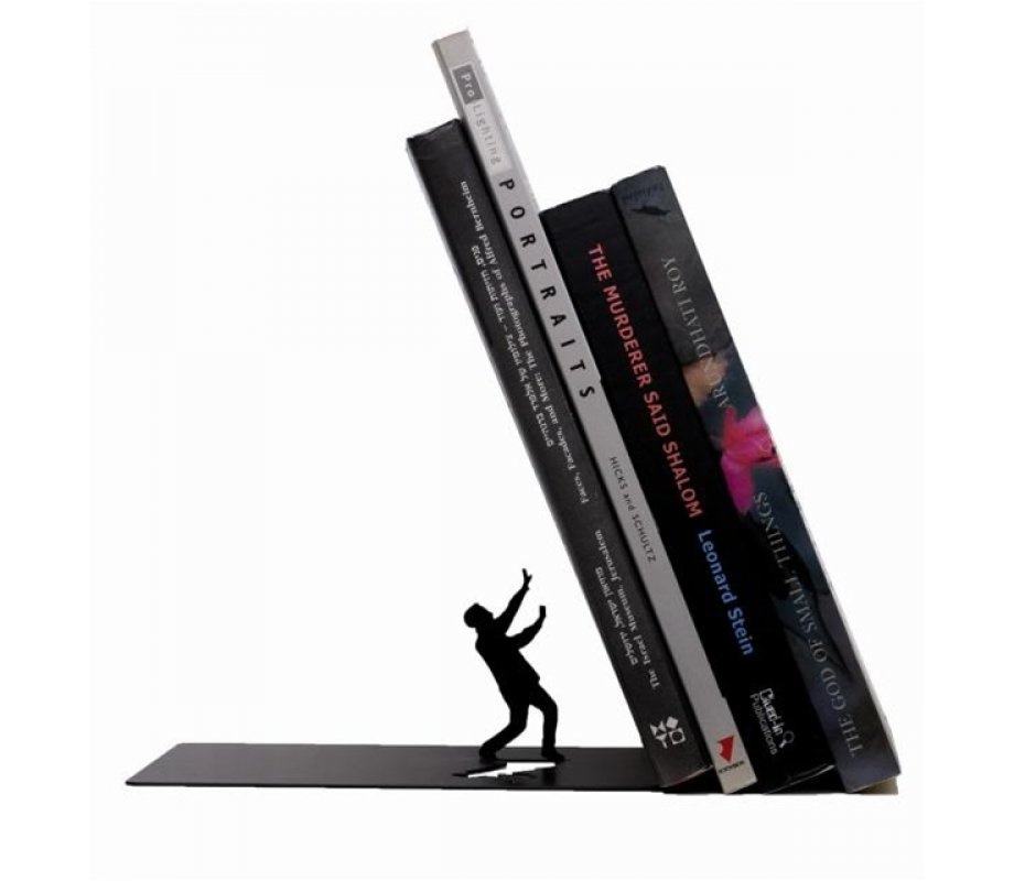 "Falling Books" Metal Bookend