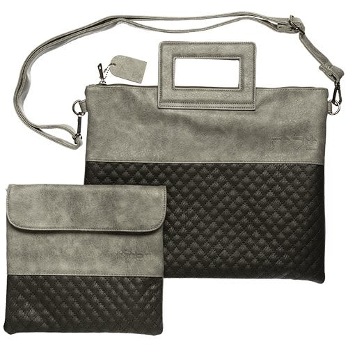 Faux Leather Tallit & Tefillin Bags and Strap - Dark and Light Gray