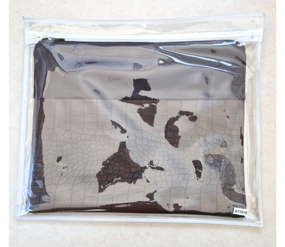 Faux Leather Tallit and Tefillin Bag Set, Chocolate Brown - Crocodile Design