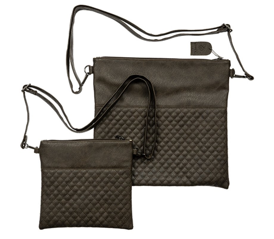 Faux Leather Tallit and Tefillin Bags with Shoulder Straps - Dark Brown