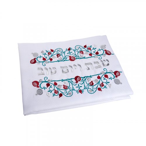 Festive Shabbat and Holiday Tablecloth with Colorful Pomegranate Design