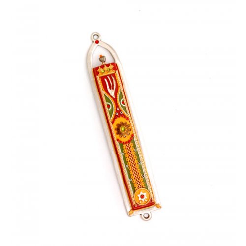 Fiery Shin Pewter Mezuzah by Ester Shahaf