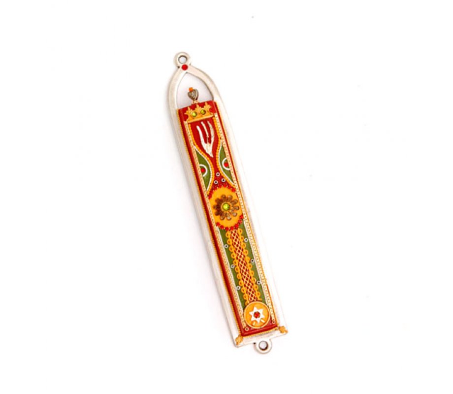 Fiery Shin Pewter Mezuzah by Ester Shahaf