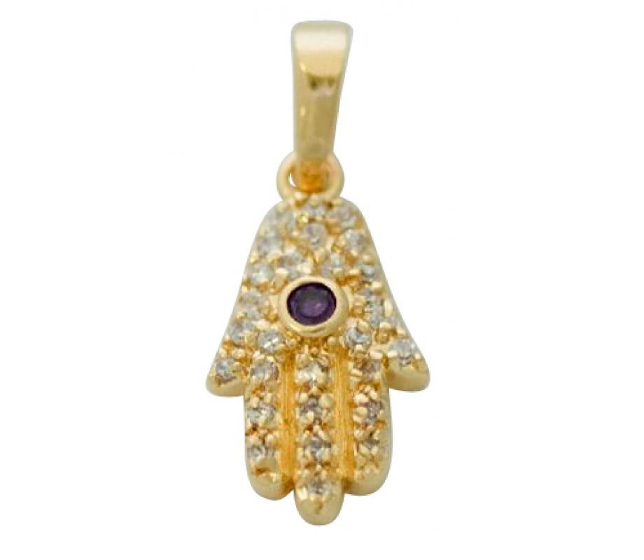 Filigree Amethyst Hamsa Pendant