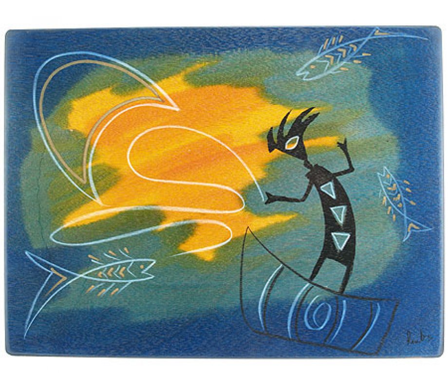 Fisherman design Wood Place Mat by Kakadu