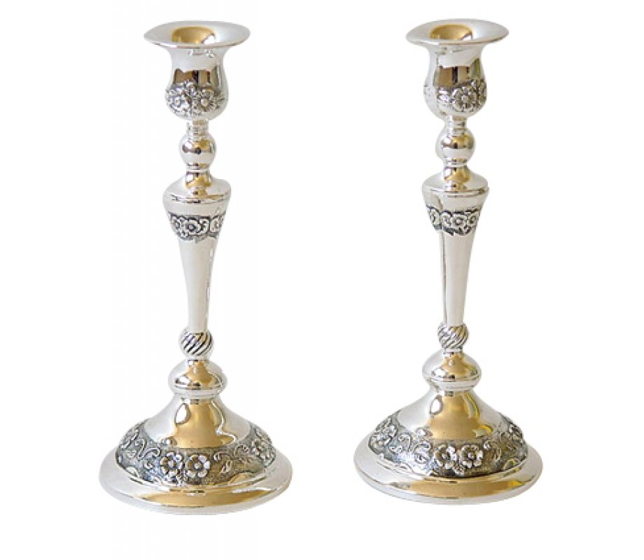 Floral design silver plated Candlesticks