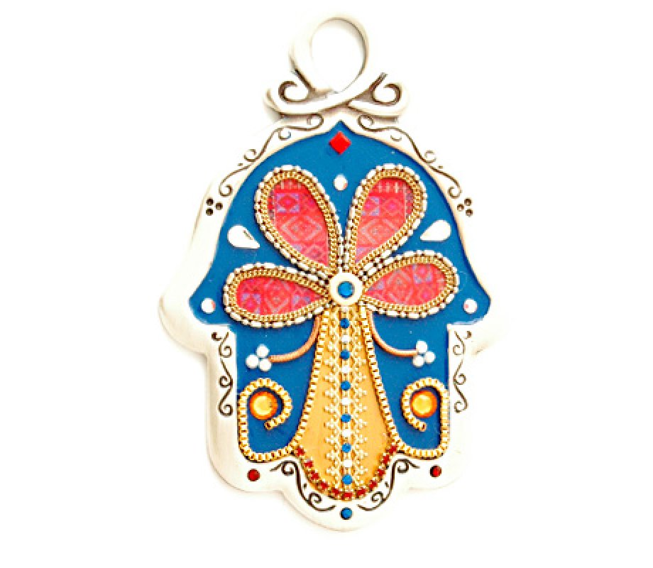 Flower Design Wall Hamsa by Ester Shahaf
