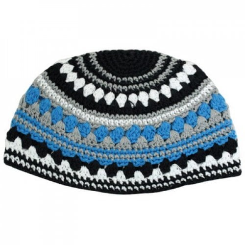 Frik Kippah in Blue, Gray and Black Stripes