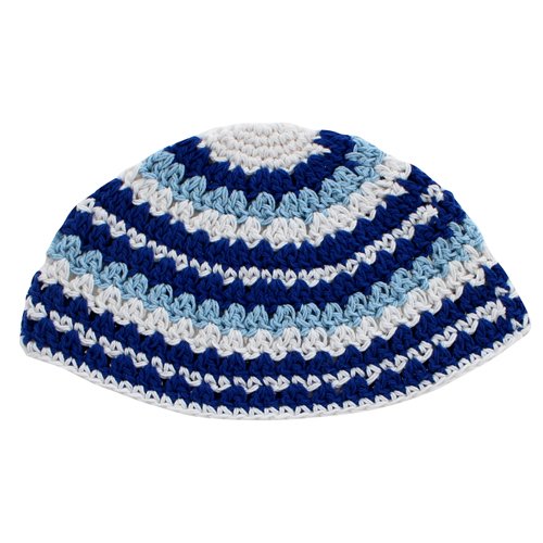 Frik Kippah with Blue and White Stripes