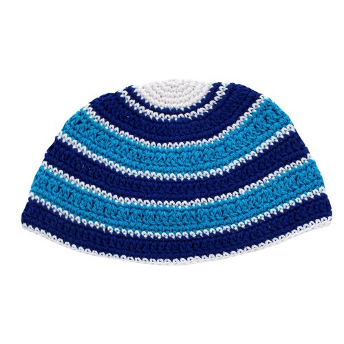 Frik Kippah with Blue and White Stripes