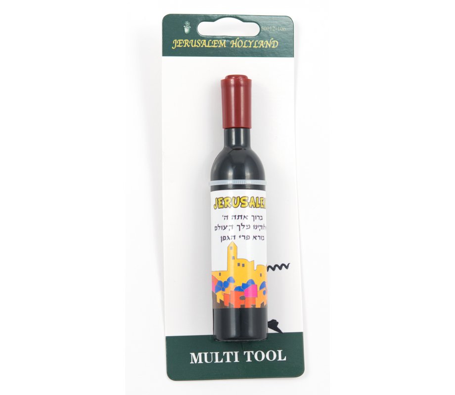 Fun Miniature Wine Bottle Corkscrew and Bottle Opener Magnet - Jerusalem