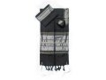 Gabrieli Handwoven Black Silk Tallit Set - Silver Stripes