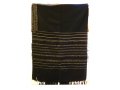 Gabrieli Handwoven Black Wool Tallit Set - Gold stripes
