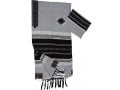 Gabrieli Handwoven Cotton Gray Tallit Set - Black and Silver Stripes
