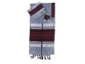 Gabrieli Handwoven Gray Silk Tallit Set - Maroon Stripes